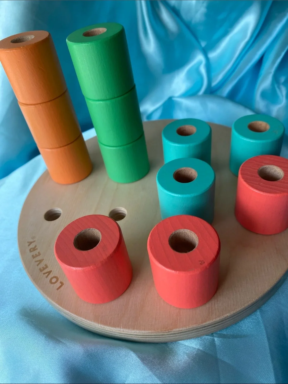 Lovevery Wooden Stacking Pegboard Color Sorting Peg Toy